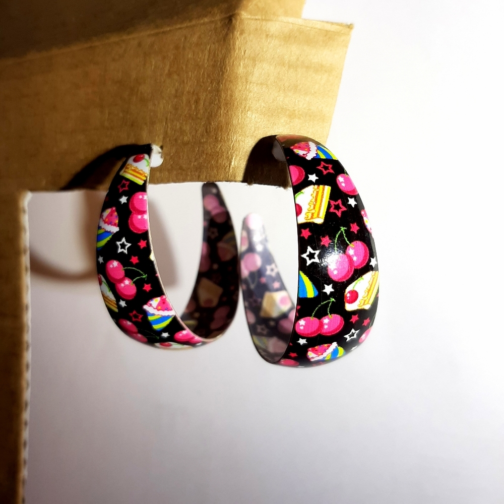 Cartoon Hoop Cherry Cake Star  Earrings